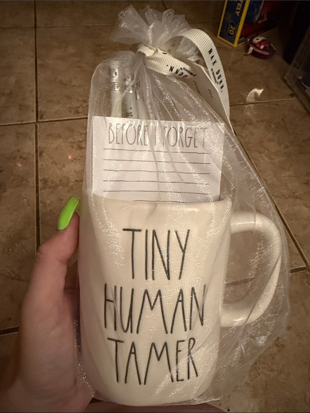NWT Rae Dunn Ceramic 'Tiny Human Tamer' White Mug - Gift-Ready